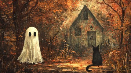 Ghostly Encounter in Autumn Woods.
