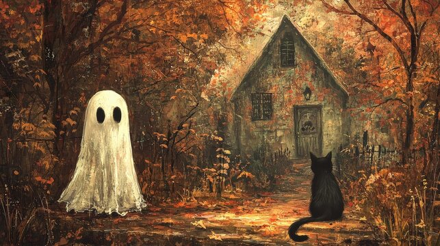 Ghostly Encounter in Autumn Woods.