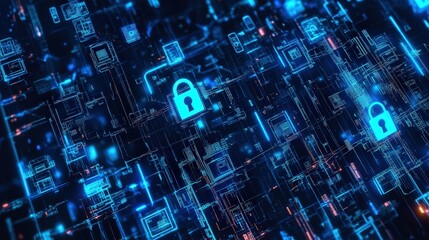 Abstract Digital Lock Security Background.