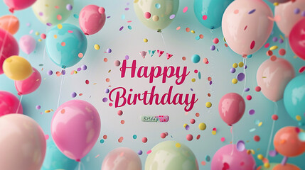 Vibrant Birthday Celebration Background with Colorful Balloons and Confetti