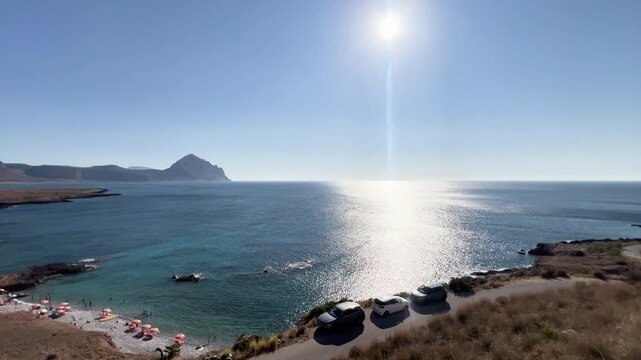 Gulf of Macari, San Vito lo Capo in Sicily, Italy, with beautiful sun. High quality 4k footage