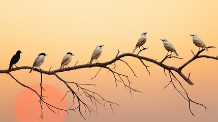 birds silhouette sunset and colors in sky beauty of nature like painting at keoladeo national park 