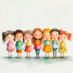 Joyful Gathering of Diverse Children in Spring