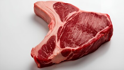 One piece of prime steak isolated on a white background. Dry-Aged Marble Steak ready for freezing and long term storage isolated on white background. A striking, high-resolution photo of a raw beef