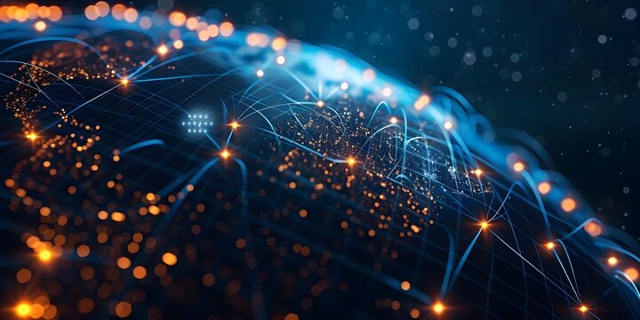 Glowing Digital Globe Representing Major Technological Hubs and Global Connectivity Around the World
