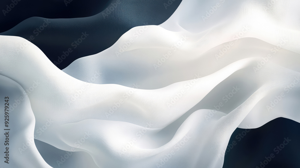Canvas Prints illustration of bright white fabric material in wavy layers of abstract background with dark shadows