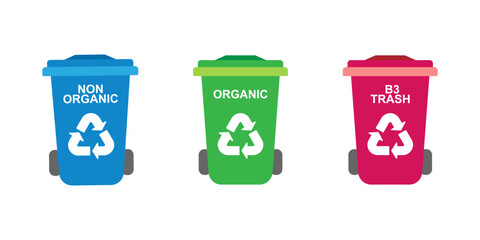 recycling bin collection vector set in flat design template