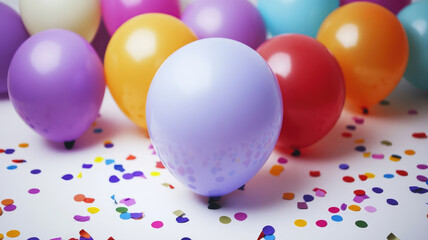 colorful balloons and confetti. colorful party balloons with confetti, detailed high definition image