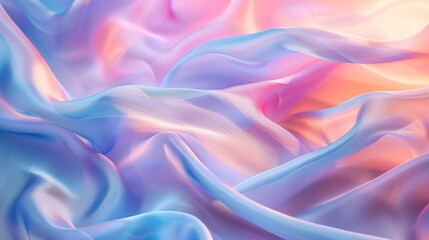 Fototapeta premium An isolated, transparent silk fabric rippling softly with pastel colors in the background.