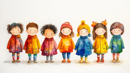 Joyful Gathering of Diverse Children in Spring