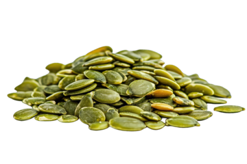 Green pumpkin seeds piled together, perfect for healthy snacks, salads, and nutritious recipes.