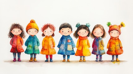 Joyful Gathering of Diverse Children in Spring