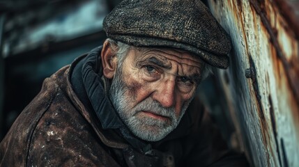 Obraz premium Old Man with Worried Expression.