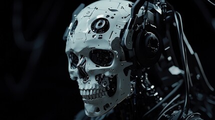 Fototapeta premium Robotic Skull with Headphones.