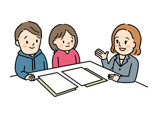 相談をする若い夫婦