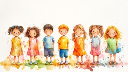 Joyful Gathering of Diverse Children in Spring