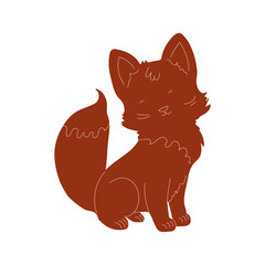 sitting cute  fox drawing vector illustration isolated	