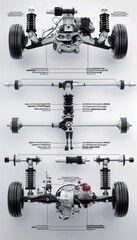 Animated Diagram of Car Suspension System with Detailed Labels for Educational Purposes