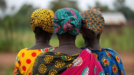 Group of HIVAIDS survivors embracing, a powerful display of collective resilience in a vibrant community setting
