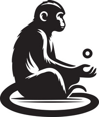 Monkey sitting - silhouette of monkey -vector image of monkey setting 