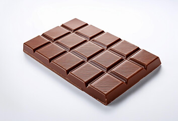 Dark chocolate pieces isolated on white background .