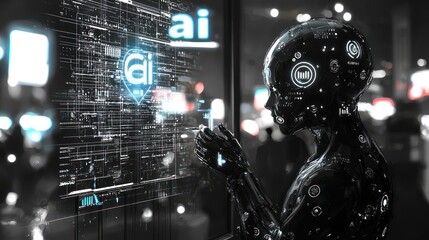  AI robot, representing the future of work with the help of artificial intelligence, generative ai