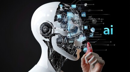  AI robot, representing the future of work with the help of artificial intelligence, generative ai