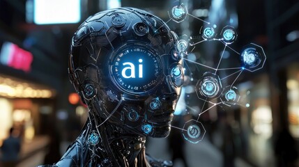  AI robot, representing the future of work with the help of artificial intelligence, generative ai