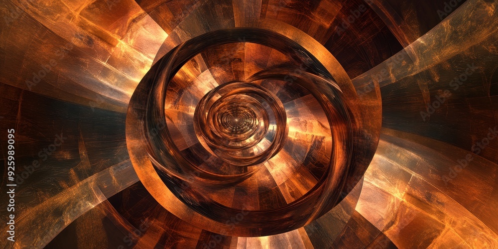 Poster close-up of abstract shapes and patterns converging towards a central point, capturing the essence o