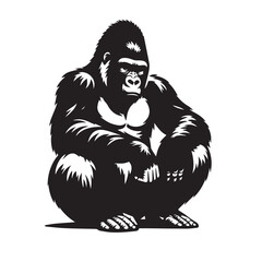 Gorilla sitting pose  - gorilla sitting funny - gorilla sitting vector  © farhan