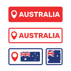 Australia flag map pointer set, national flag of Commonwealth of Australia