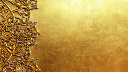 arabic elegance, islamic arabesque ornament border on luxurious gold background, high definition photo