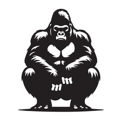 Gorilla sitting pose  - gorilla sitting funny - gorilla sitting vector 