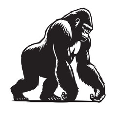 Gorilla walking -Gorilla safari  silhouette -vector image of gorilla -gorilla walk simulator