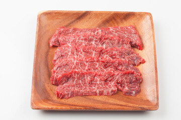   Beef is beef from cows, meat with a soft texture and marbling.