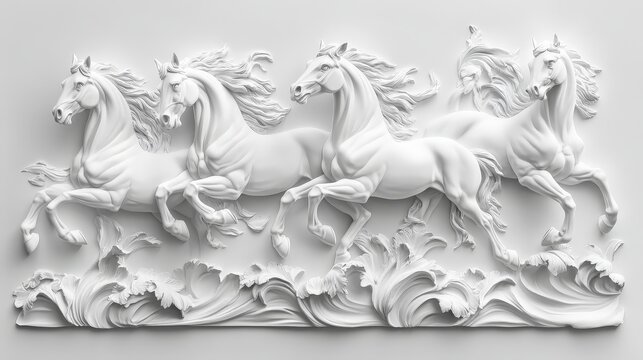White Horse Bas-Relief Sculpture.