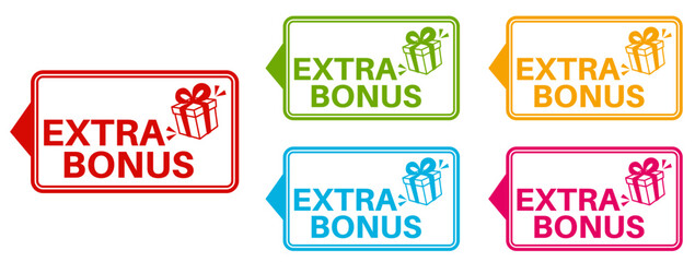 set collections extra bonus icon labels. free gift sign promotion labels template  design vector illustration