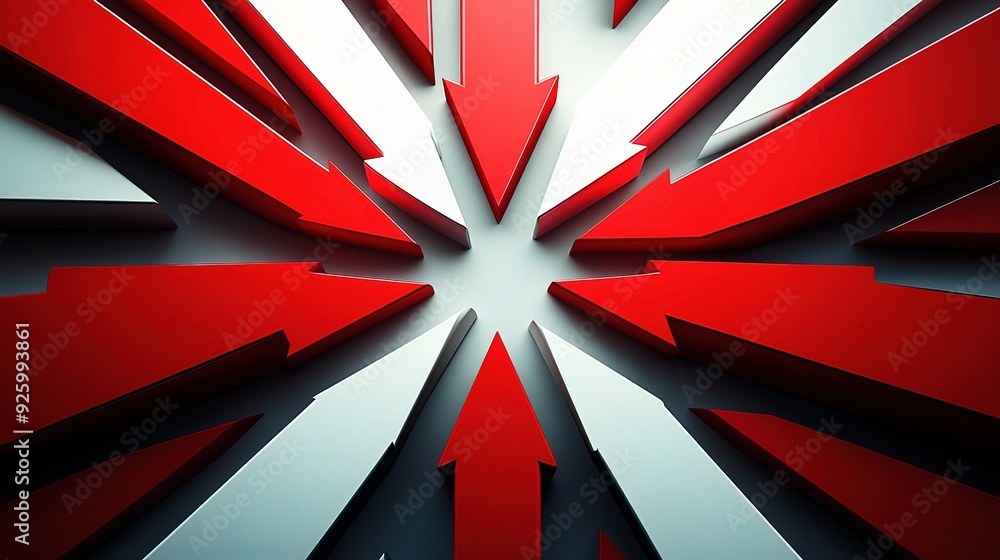 Poster converging arrows: a dynamic 3d abstract design