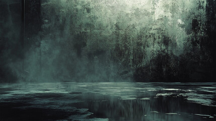 Dark Moody Grunge Wall with Misty Fog
