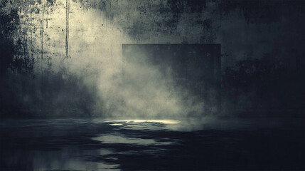 Dark Moody Grunge Wall with Misty Fog