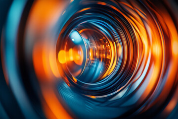 Close-Up of Camera Lens with Vibrant Background