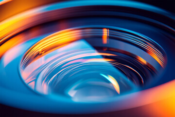Close-Up of Camera Lens with Vibrant Background