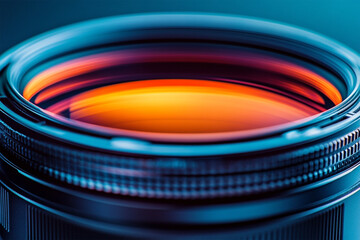 Close-Up of Camera Lens with Vibrant Background