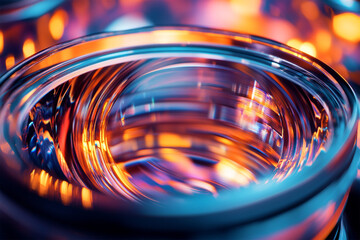 Close-Up of Camera Lens with Vibrant Background