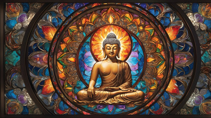 Obraz premium stained glass window in church, ai generated