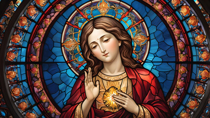 stained glass window in church, ai generated