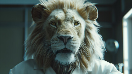 Male lion, A lion of a doctor in a white coat