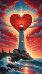 lighthouse on the sea, ai generated