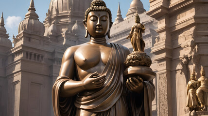 Fototapeta premium golden buddha statue, ai generated