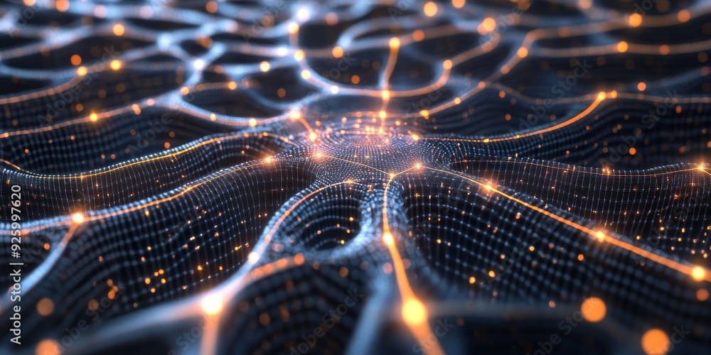 Aufkleber close-up of a neural network visualization on a computer screen, illustrating the complex algorithms